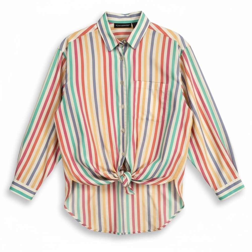 Counterparts Vintage Striped Button‎ Up Shirt Blouse Multi Color Size 14